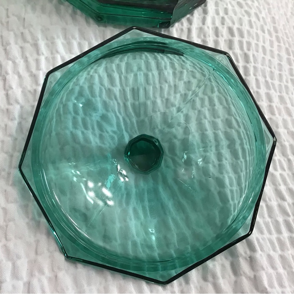 Vintage Indiana Confections Glass Candy Dish Dark Turquoise - Picture 3 of 10
